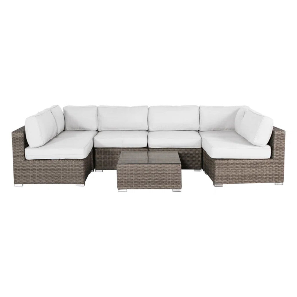 6 Seat Rattan Outdoor Lounge Set Durable - Gray Mix