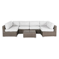 6 Seat Rattan Outdoor Lounge Set Durable - Gray Mix