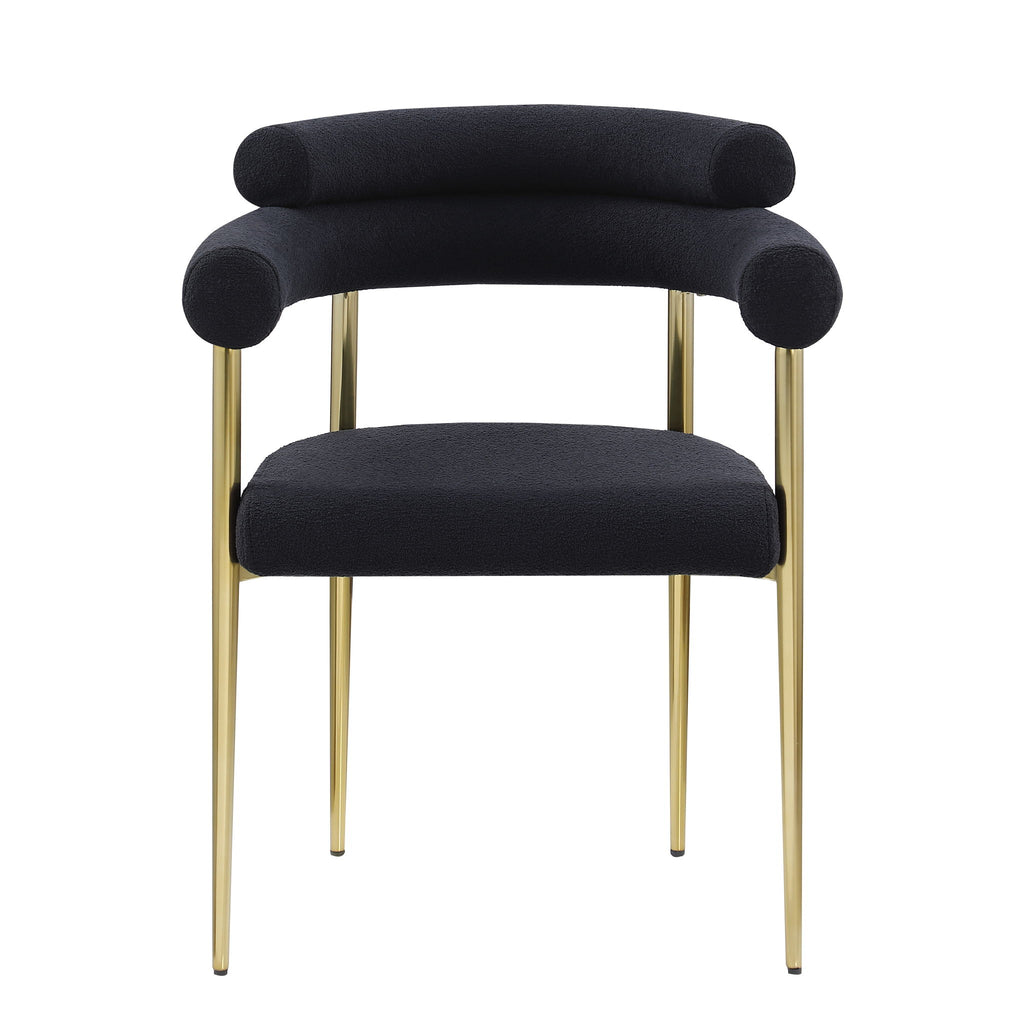 Dining Chairs (Set of 2), Mid-Century Modern Dining Chairs, Kitchen Dining Room Chairs, Round Boucle Backrest Sherpa Dining Chair With Brushed Metal Legs