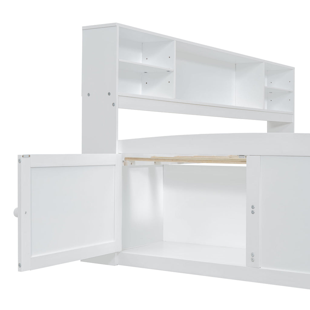 Daybed With 2 Bedside Cabinets, Upper Shelves And 4 Drawers