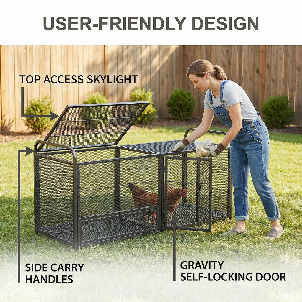 Chicken Cage, Poultry Breeding Coop - Black / Silver