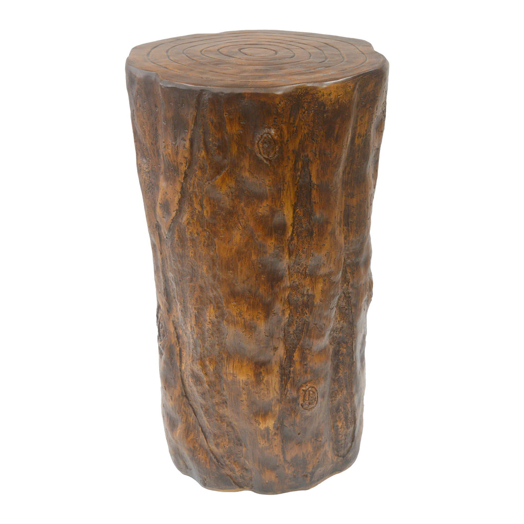 Tree Stump Side Table, Indoor / Outdoor Use - Antique Brown