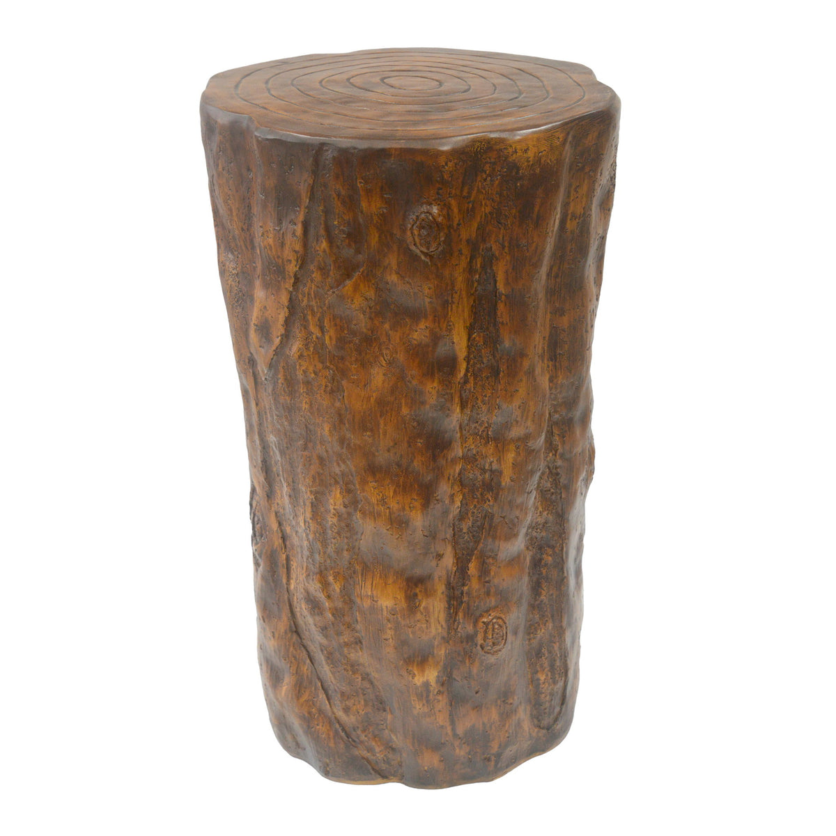 Tree Stump Side Table, Indoor / Outdoor Use - Antique Brown