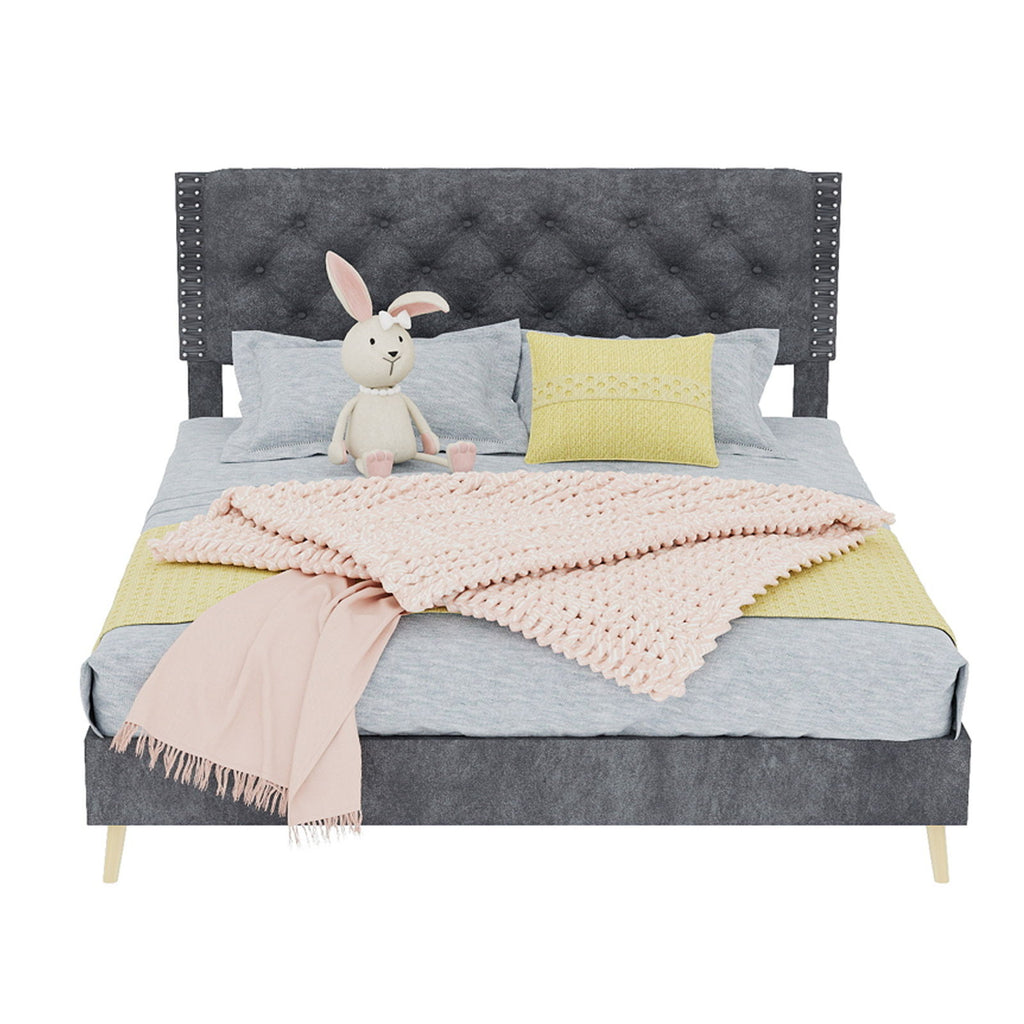 Upholstered Bed With Tufted Headboard