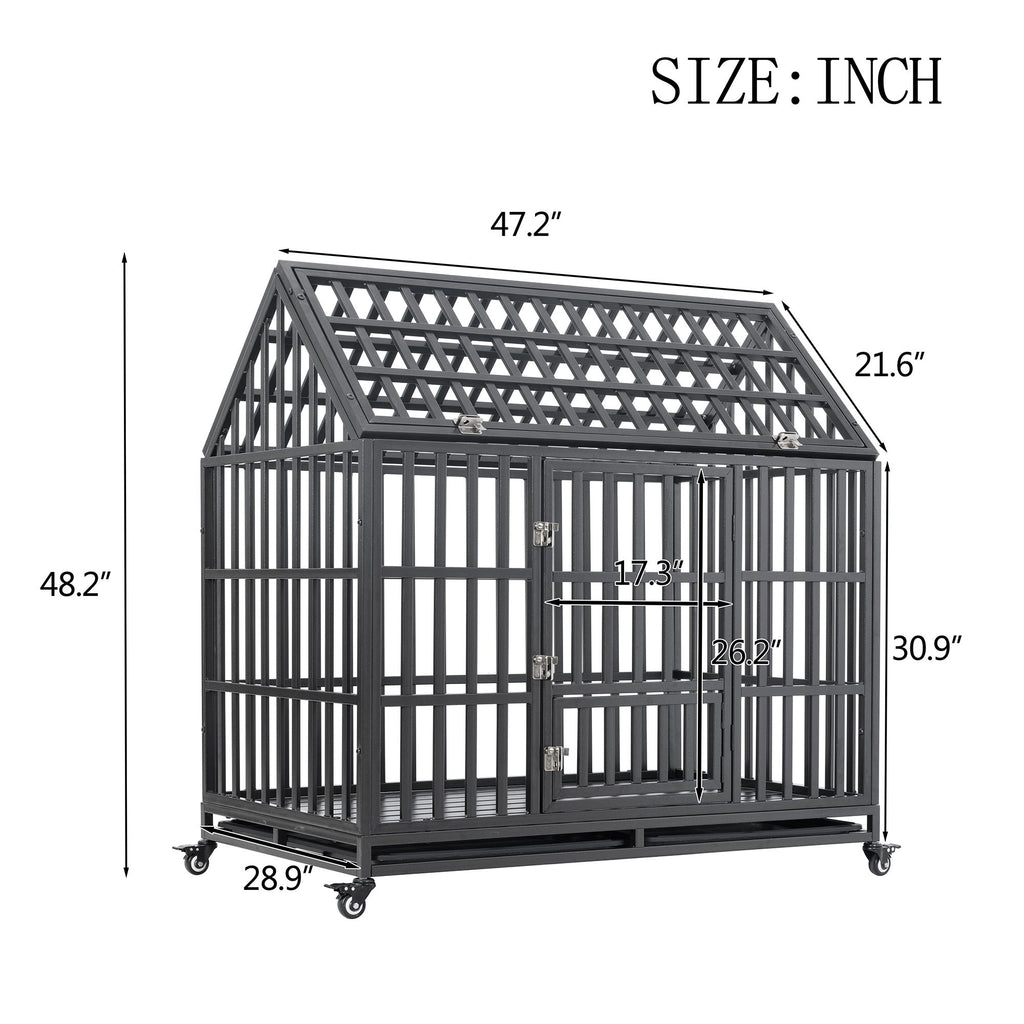 Heavy Duty Dog Crate Lockable Wheels
