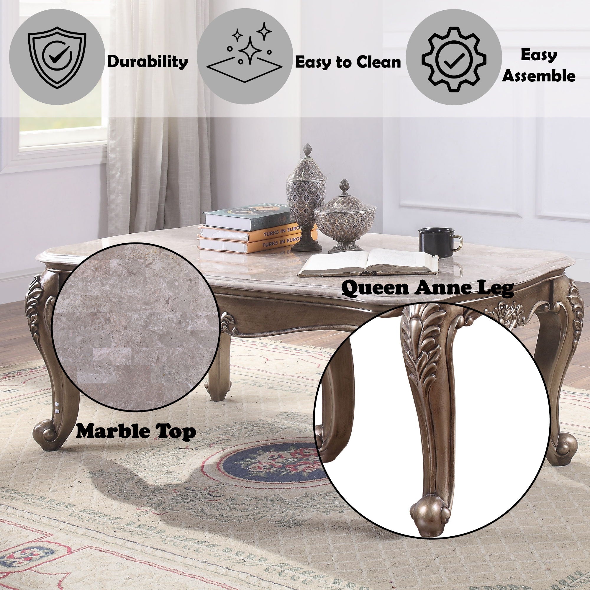 Jayceon - Coffee Table - Marble / Champagne