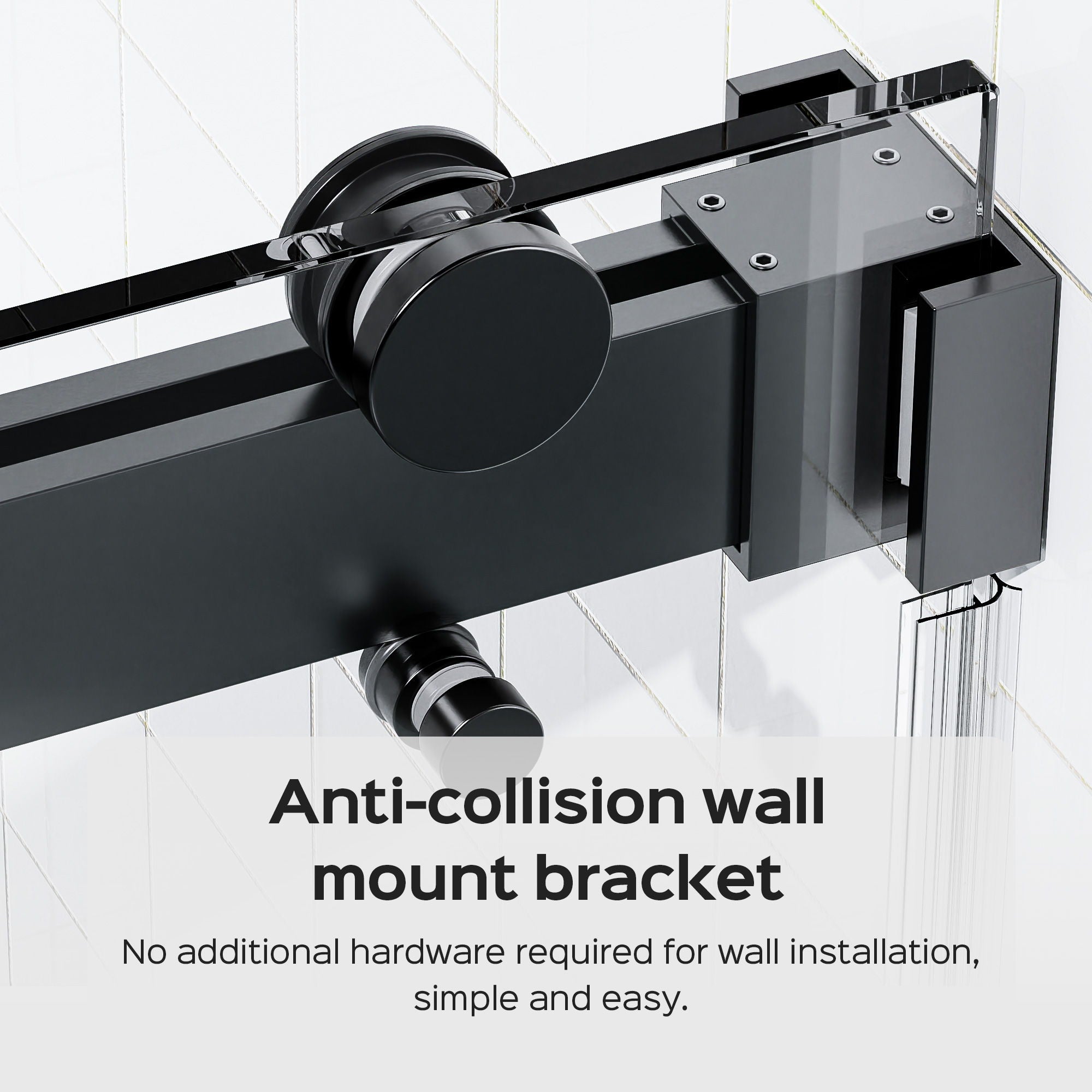 Frameless Double Sliding Shower Door In, Thick Tempered Glass, Reversible Installation
