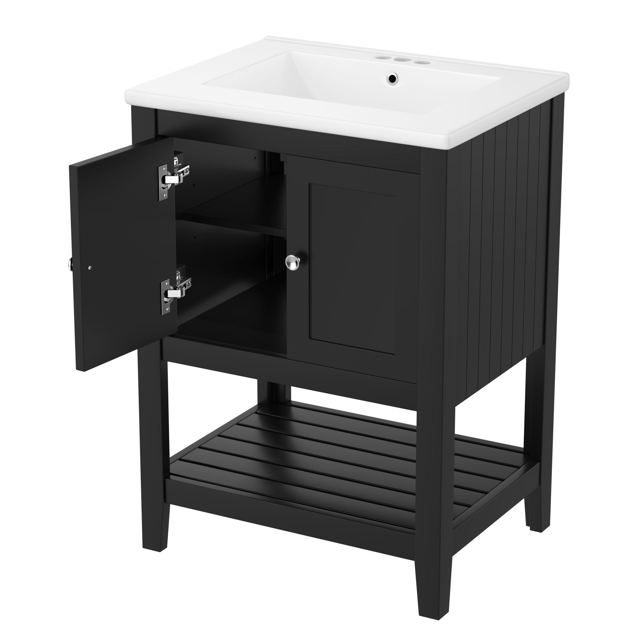 Modern Bathroom Vanity With Sink And Open Shelf