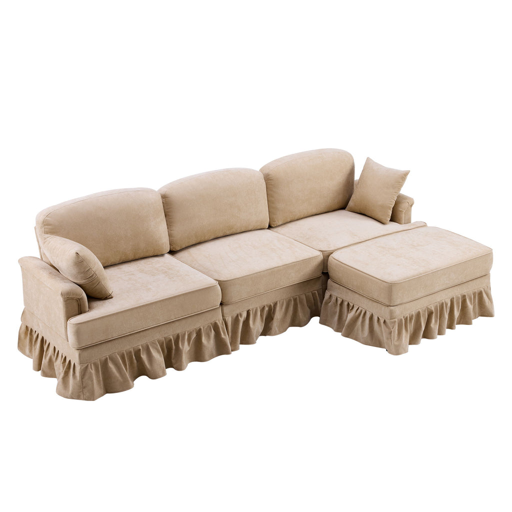 Cloud Sofa With Removable Ruffled Skirt With Ottoman And Flared Arms