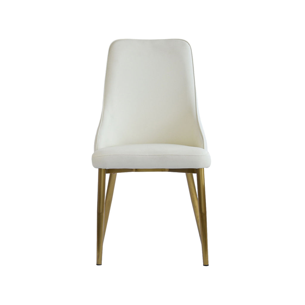 Modern Sponge-Filled Dining Chair, Solid Wood Metal Legs, Suitable For Restaurants, Living Rooms And Rooms (Set of 2) - White