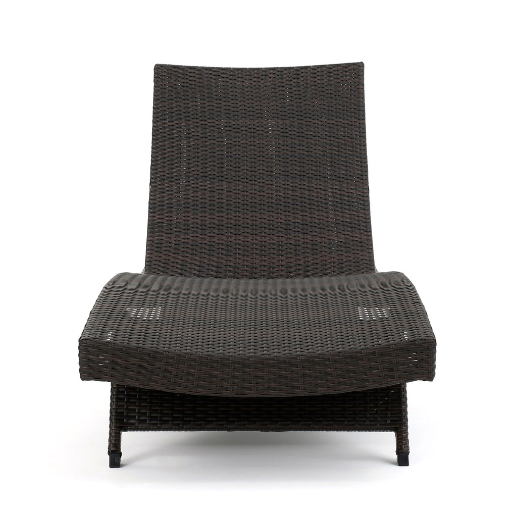 Mysticism Outdoor Chaise Lounge With Adjustable Backrest And Foldable Legs - Brown Multi