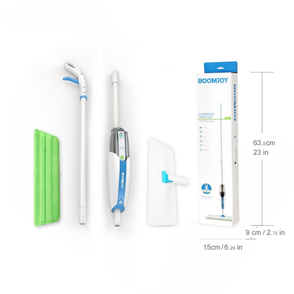 Superfine Fiber Washable Mat Spray Mop With 300Ml Reusable Bottle For Various Floors - Blue