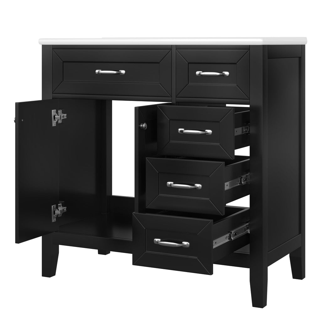Modern Bathroom Vanity With Sink, Freestanding Design With Drawers And Doors