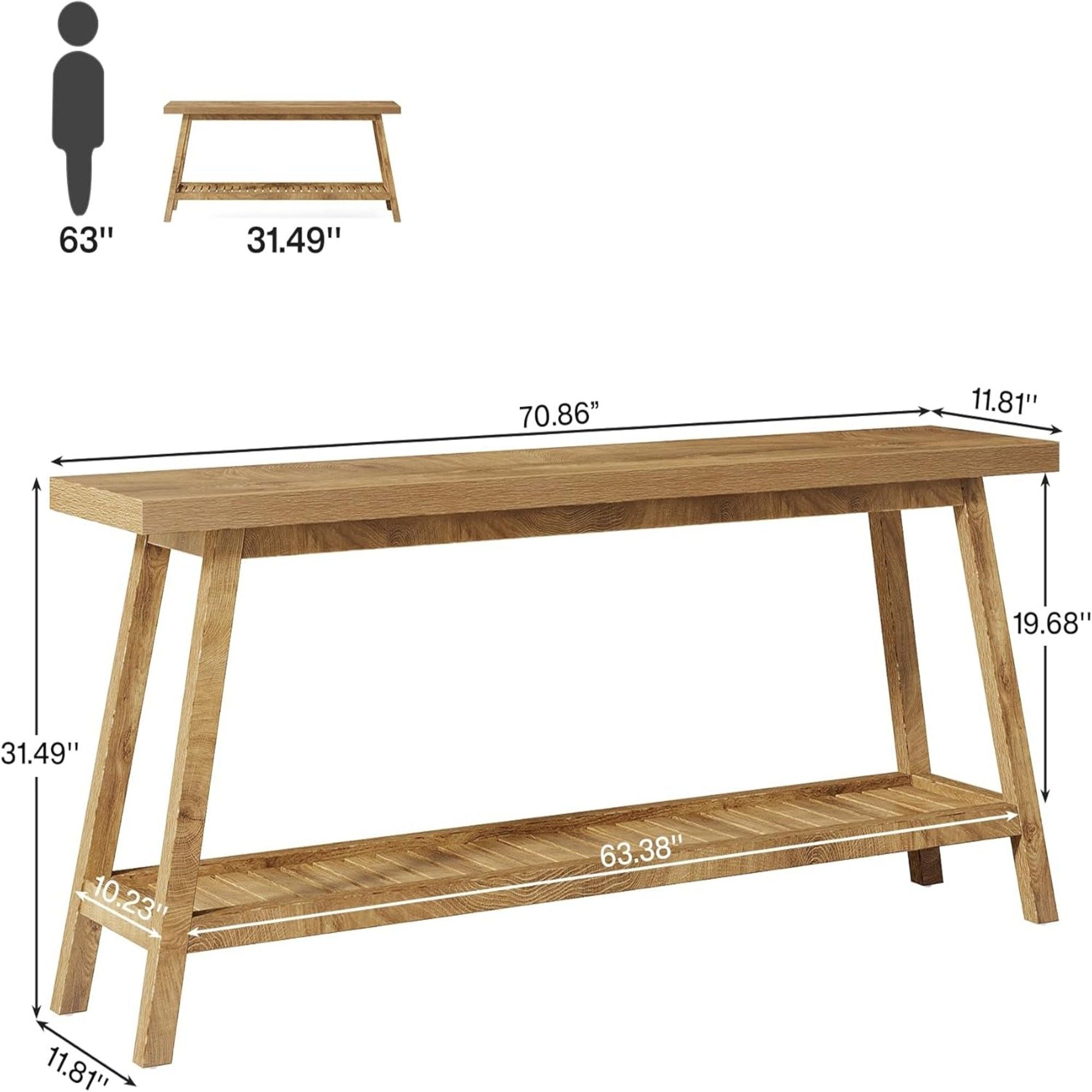 Extra Long Console Table With 2 Tier Open Storage