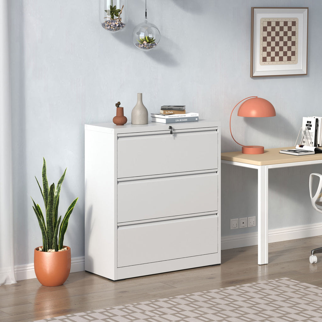 Lateral File Cabinet, Locking Heavy Duty, Anti-Tip Safety Interlock, Vertical Storage For Letter/Legal/A4 Files