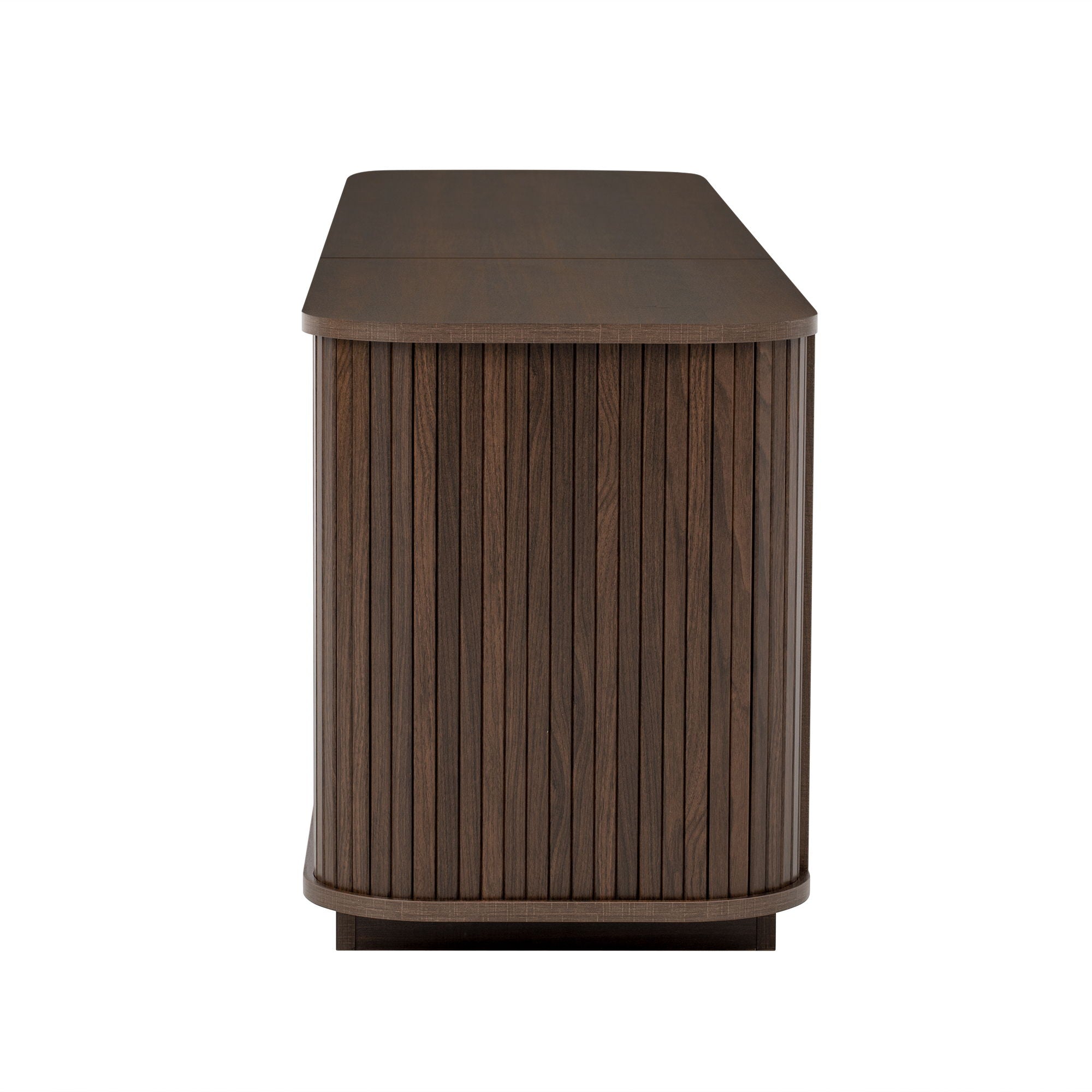 70" TV Stand With Ample Storage, Curved Corners - Dark Brown
