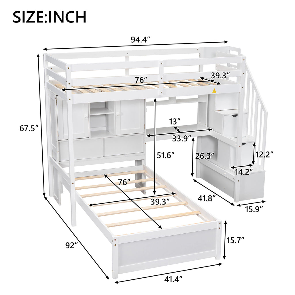 Loft Bed With Built In Desk And Staircase