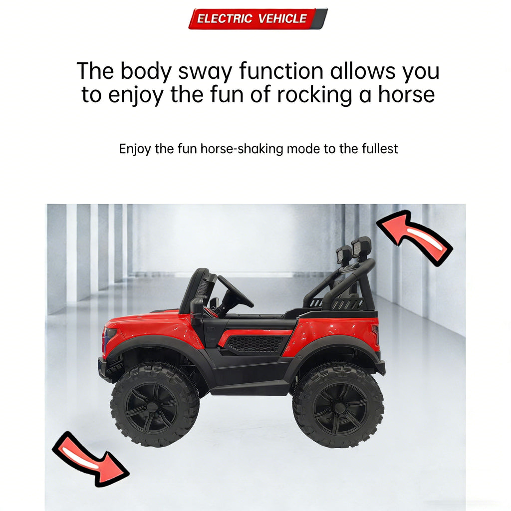 Kids Electric Ride On Car With Remote Control, LEd Lights, Music Player, Swing Function, 4 Wheel Shock Absorption - Red