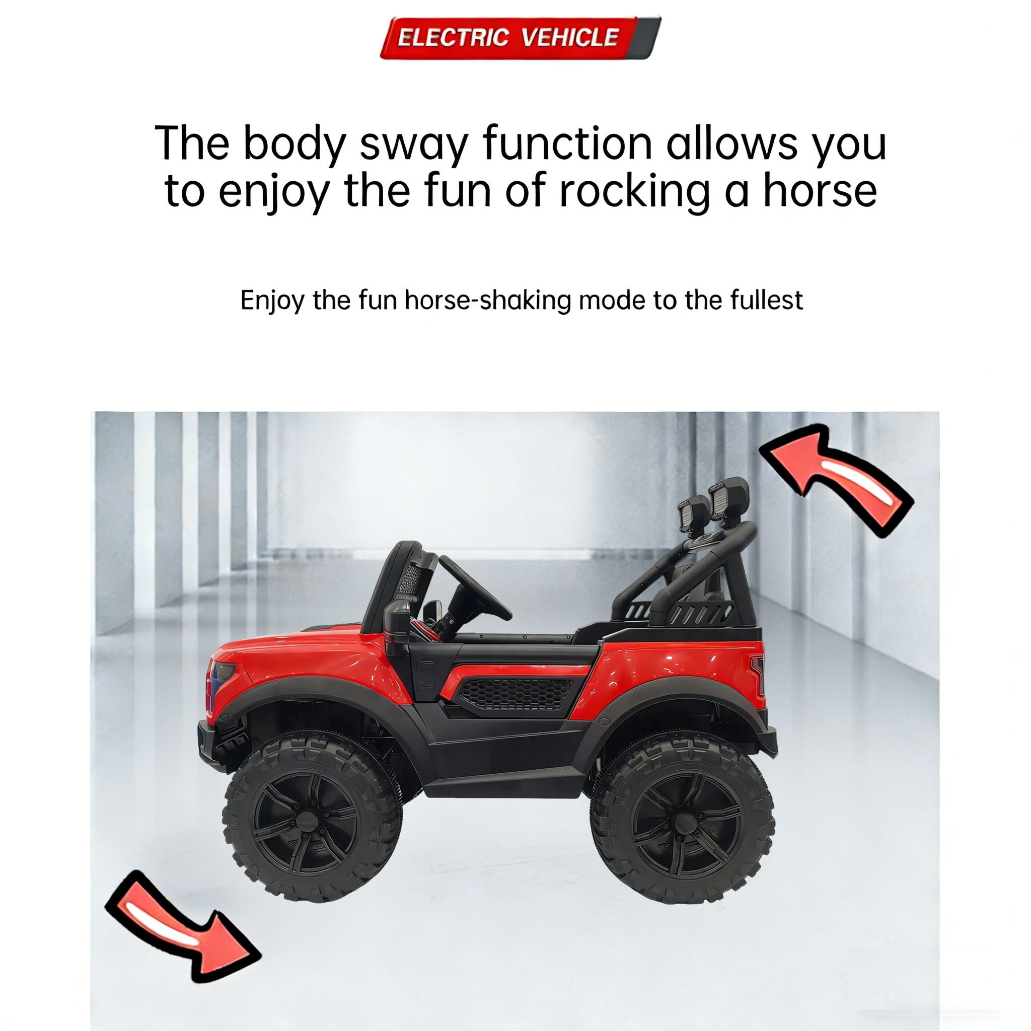 Kids Electric Ride On Car With Remote Control, LEd Lights, Music Player, Swing Function, 4 Wheel Shock Absorption - Red