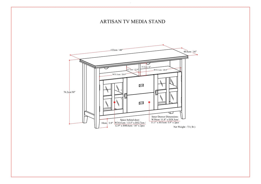 Artisan - TV Media Stand, Handcrafted - Russet Brown