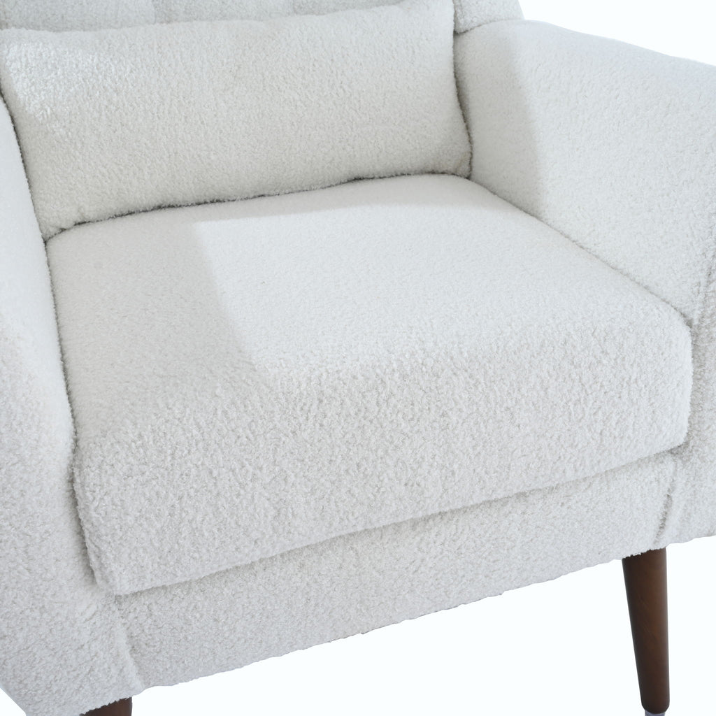 Modern Accent Chair, Arm Chairs For Living Room, Upholstered Mordern Armchair, Comfy Soft Padded Lounge Chair In Small Space, Bedroom, With Pillow, Solid Wood Leg