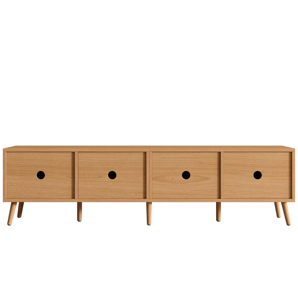 TV Stand With Storage & Cable Holes - Natural Wood