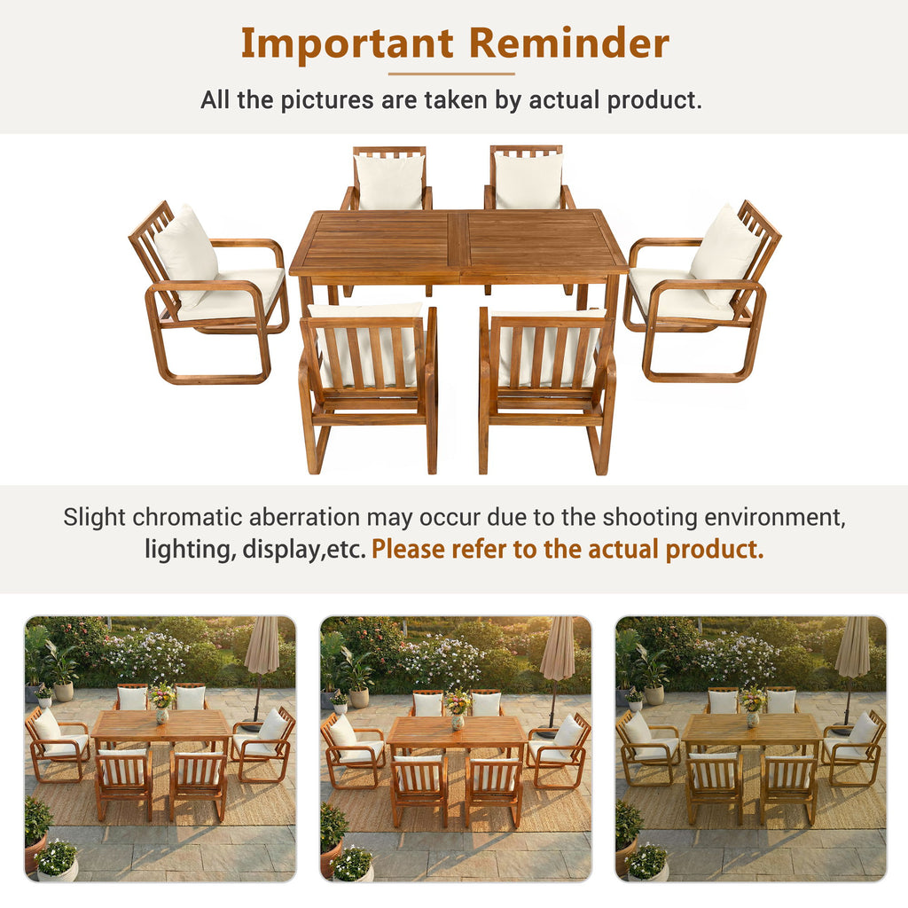 7 Piece Outdoor Patio Dining Set With Removable Cushions