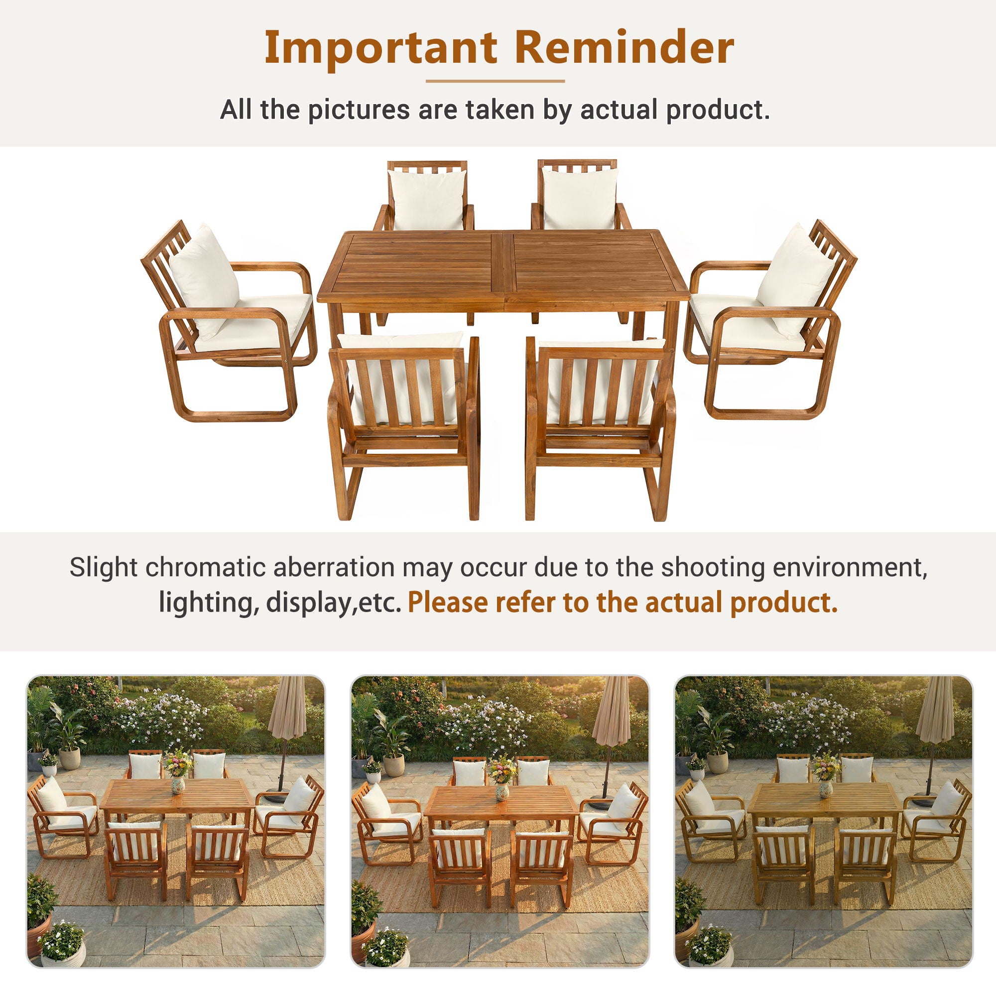 7 Piece Outdoor Patio Dining Set With Removable Cushions
