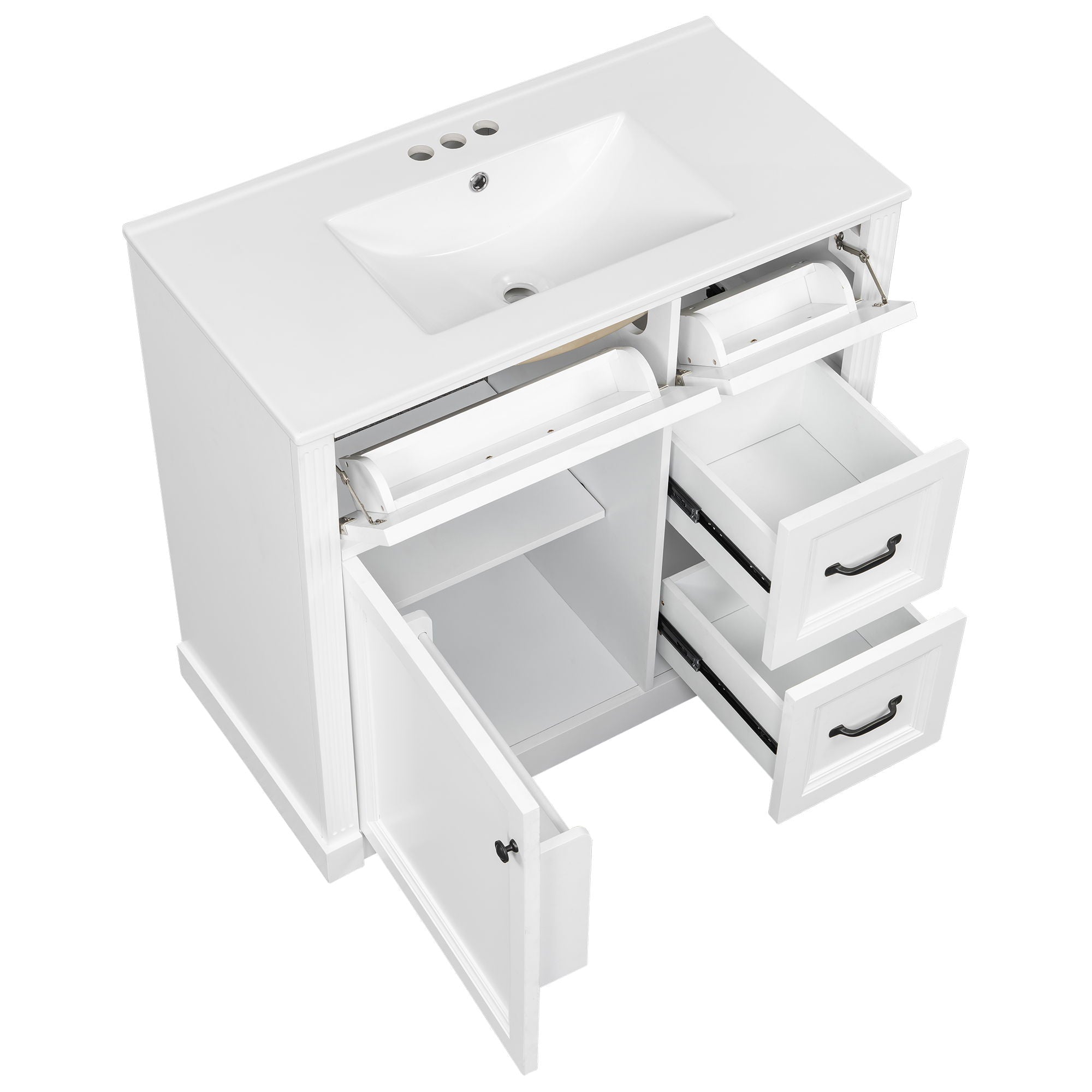 Modern Bathroom Vanity With Sink, 4 Drawers, Soft-Close Door, Adjustable Shelf