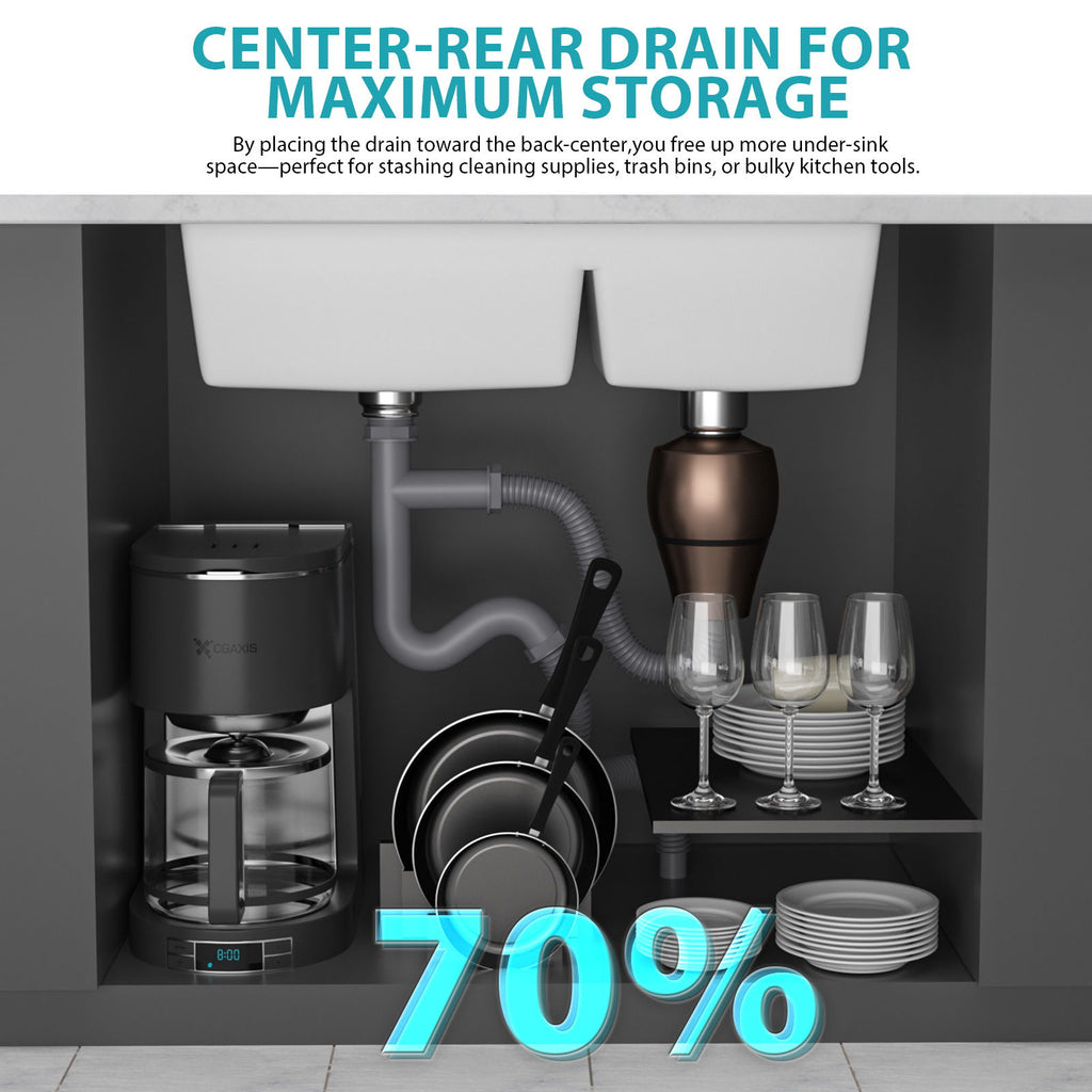 Quartz Kitchen Sink, Double Bowl Undermount Workstation