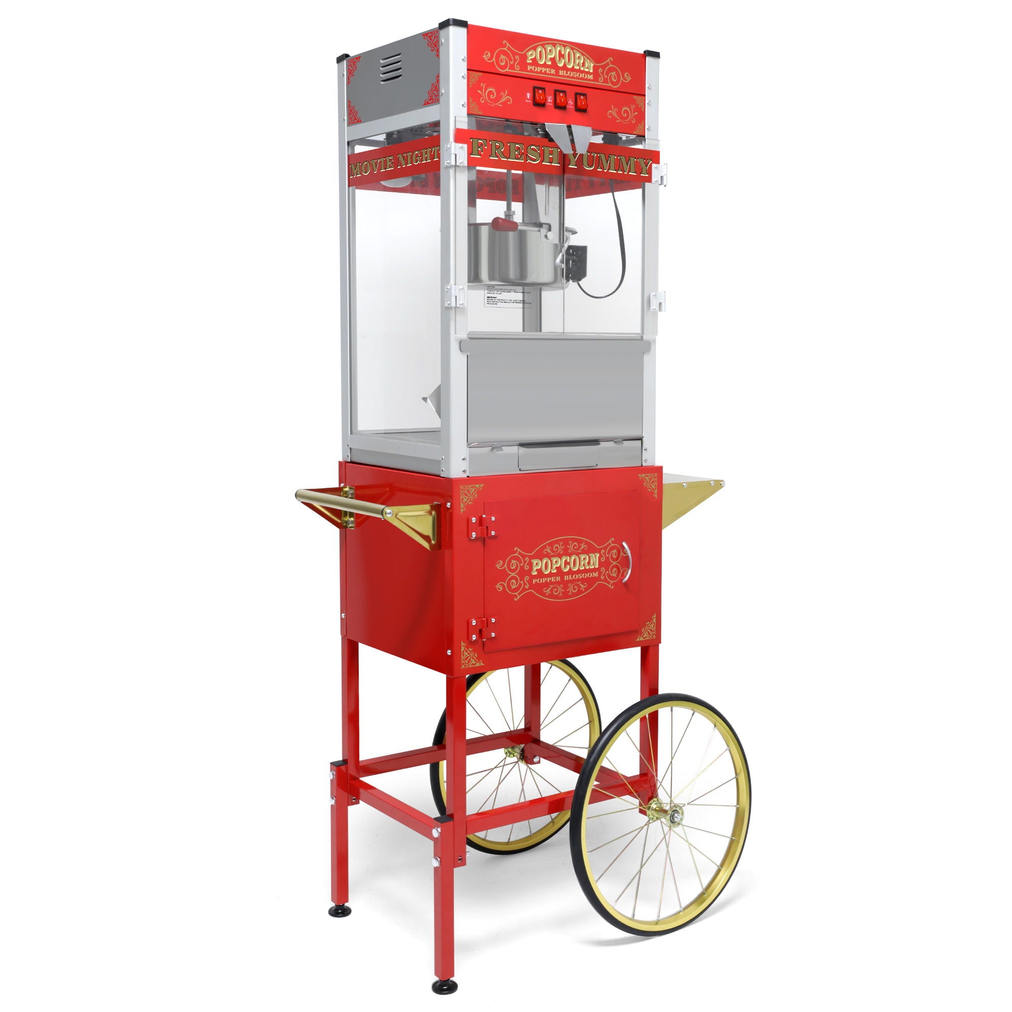 Popcorn Machine On Wheels, 20 Ounce Capacity, 1440W - Red