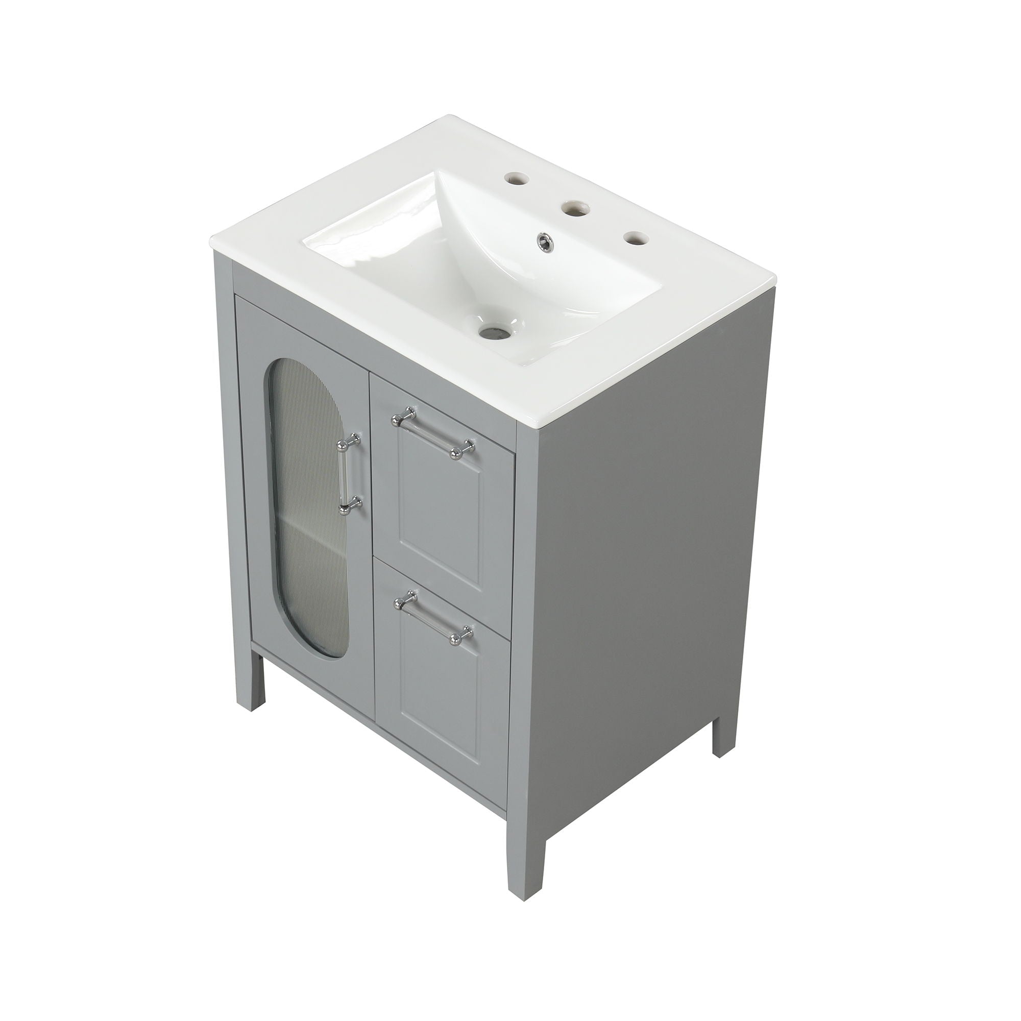 Modern Bathroom Vanity With Sink, Cabinet With 2 Drawers And Door, Adjustable Shelf