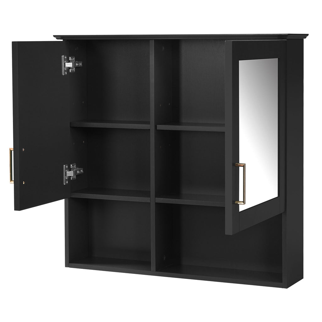 2 In 1 Wall-Mounted Mirror Cabinet With Adjustable Shelves, Soft-Close Doors, High-Definition Mirror & Storage