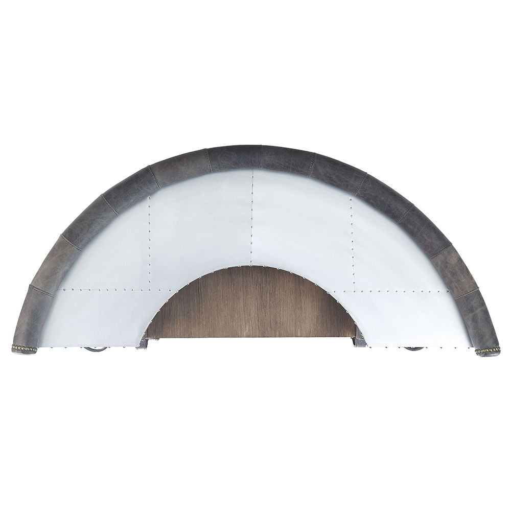 Rahma - Bar Table - Antique Ebony Top Grain Leather & Aluminum