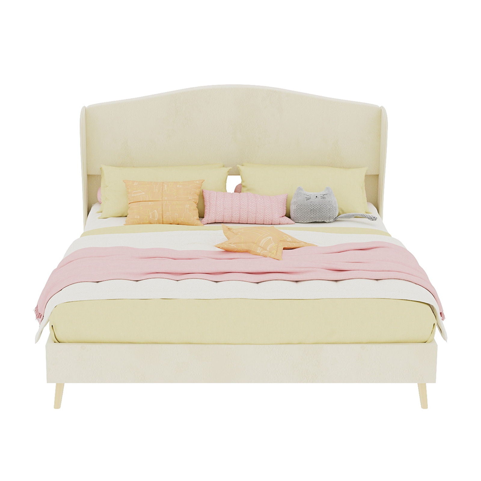 Upholstered Bed, Tufted Headboard, Comfortable Sleep