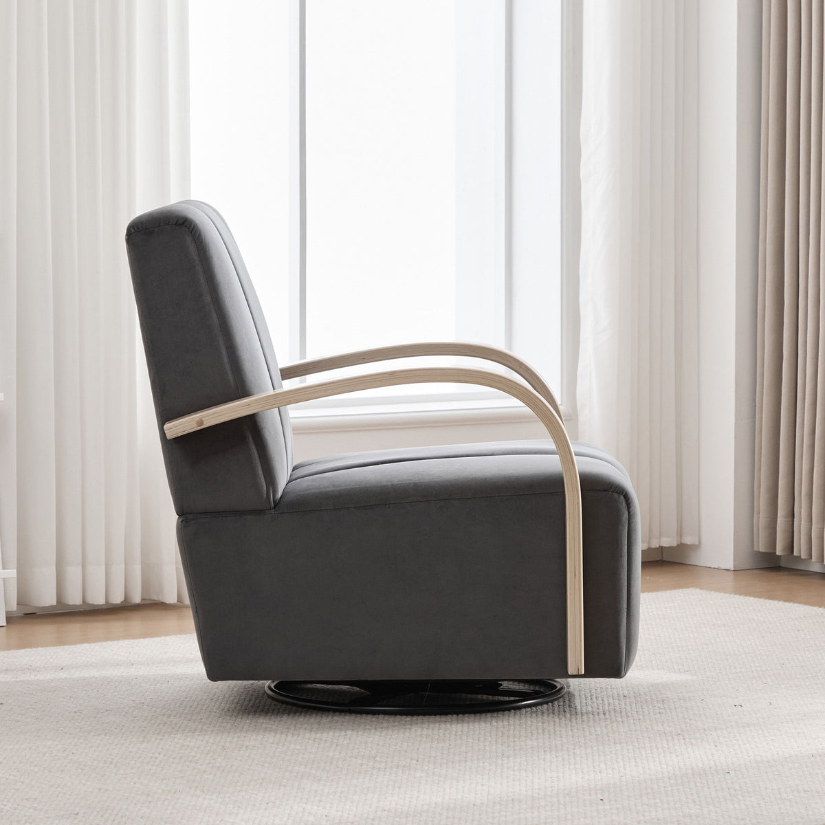 360° Swivel Accent Chair With Armrests