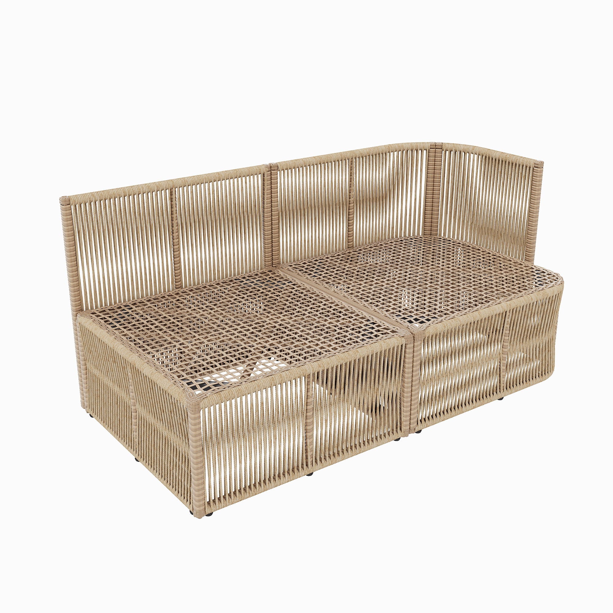 Outdoor Modular Conversation Sofa With Cushions And Coffee Table - Beige