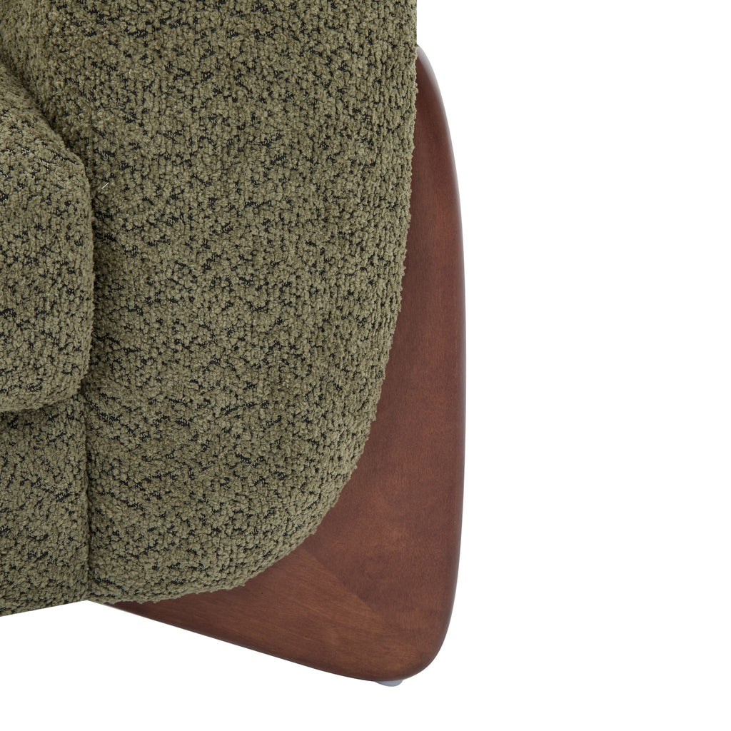 Contemporary Boucle Sherpa Sofa With Birch Wood Legs