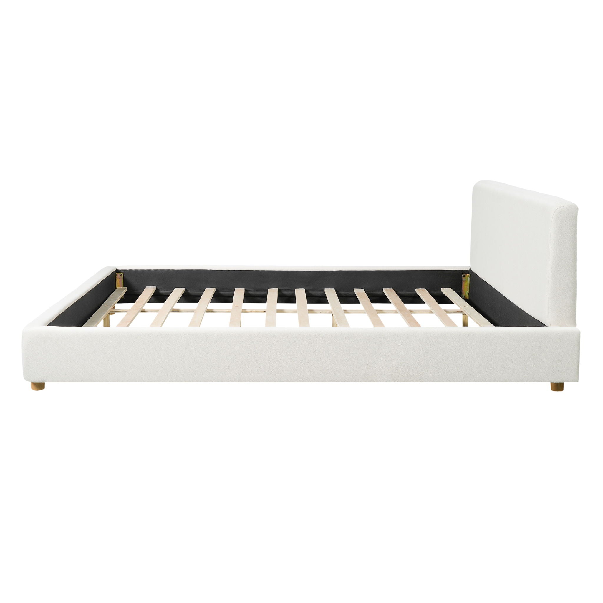 Upholstered Platform Bed Frame With Thick Headboard