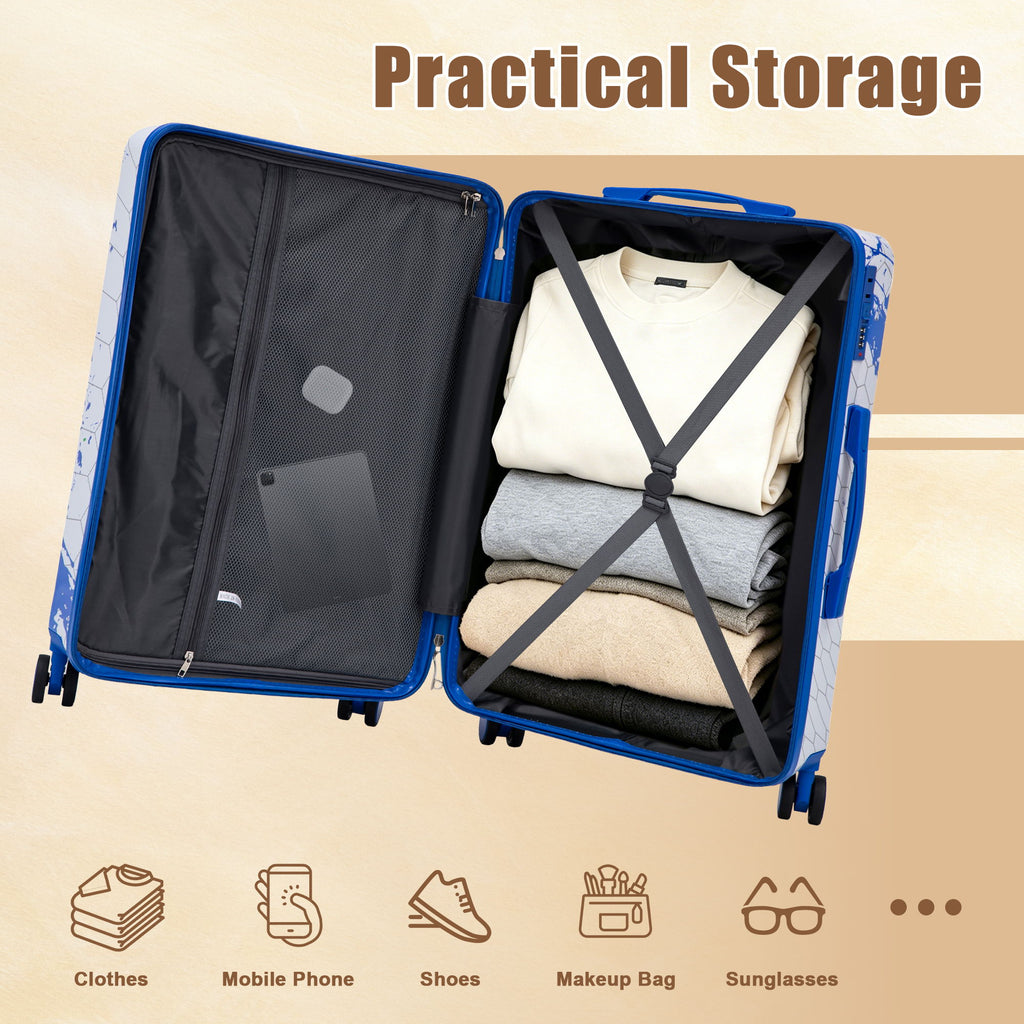 Luggage With Printed Pattern, Combination Lock