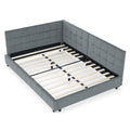 Elegant Storage Upholstered Tufted Bed Frame With Backrest And Armrests