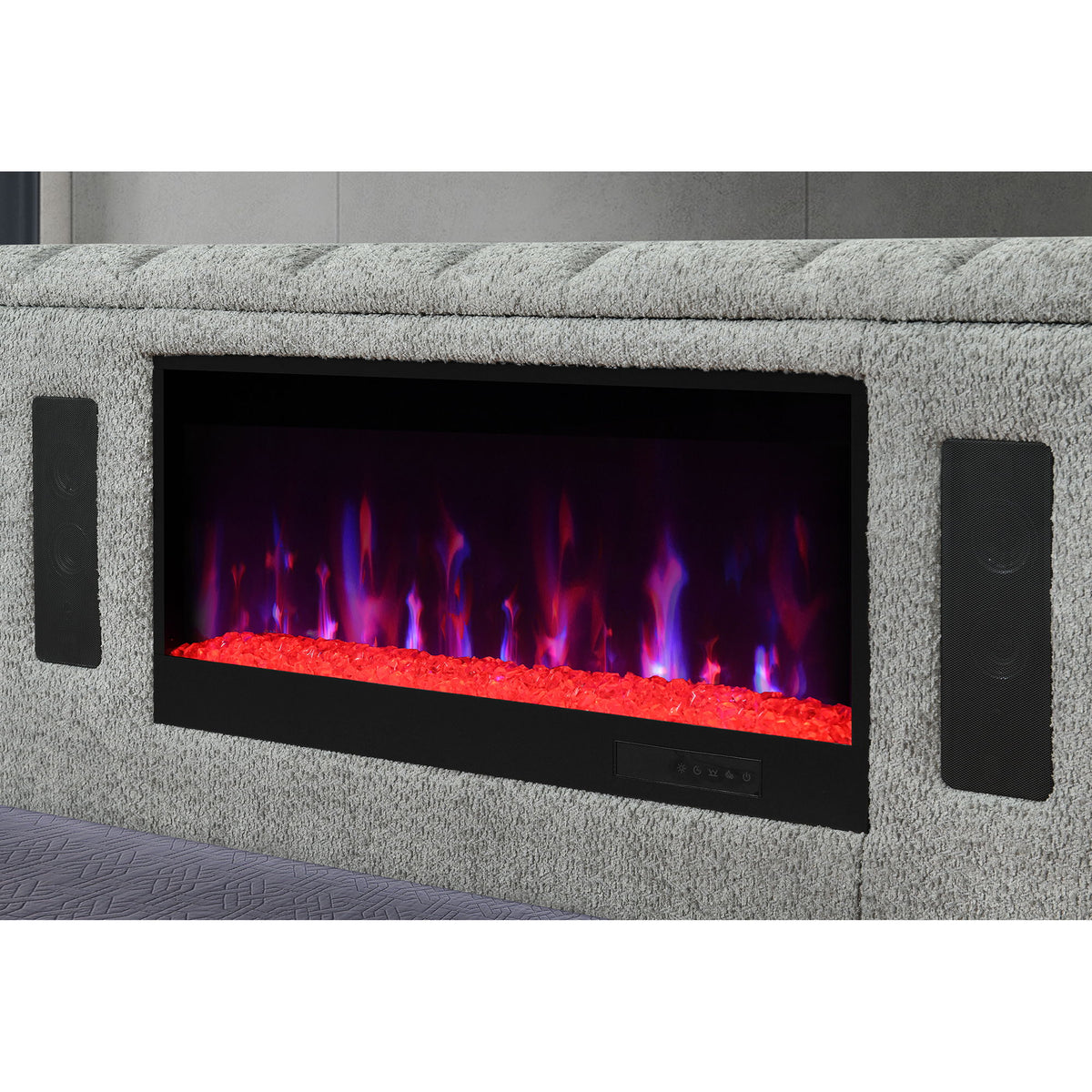 Isaiah - Bed With TV Lift-LED Speakers And Fireplace
