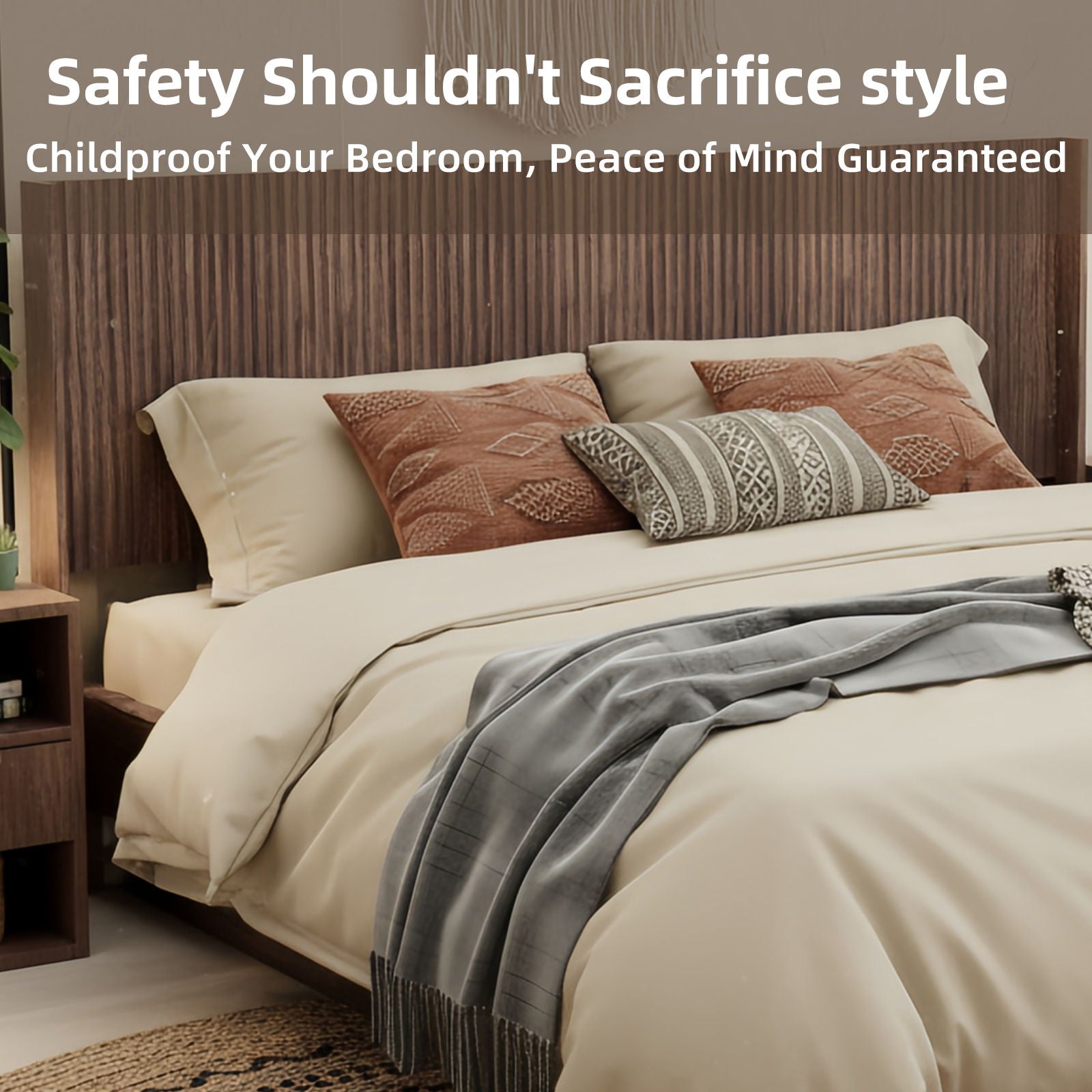 Modern Wide Wall Mounted Fluted Panel Headboard