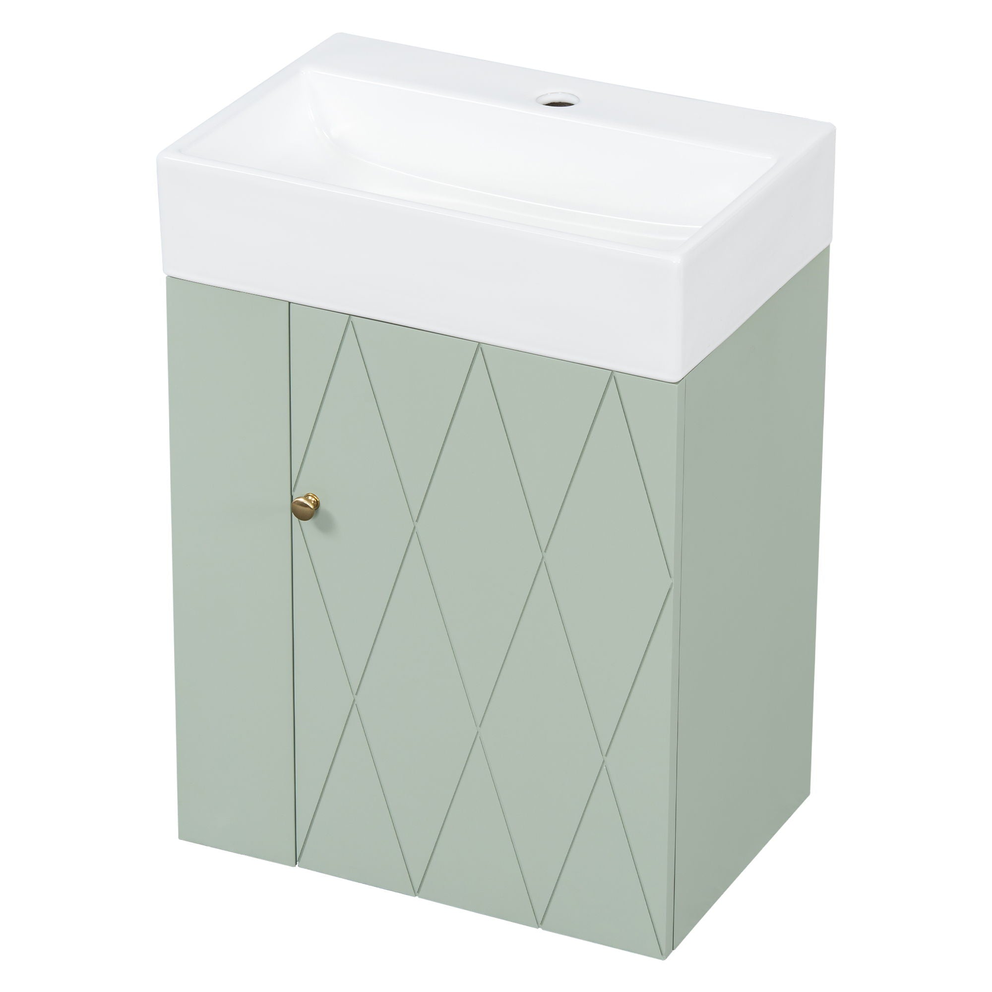 Modern Bathroom Vanity With Sink, Diamond Pattern Doors