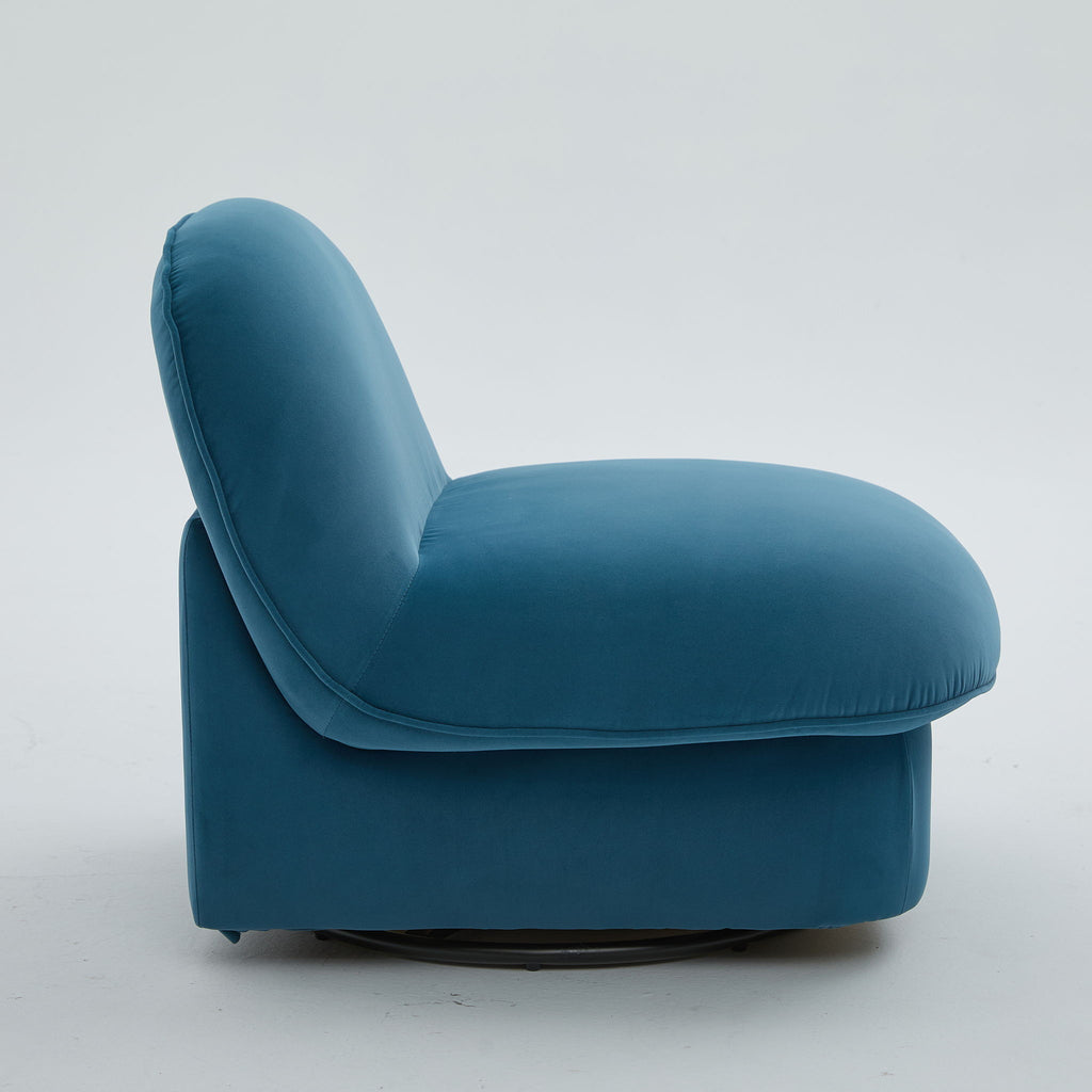 Pumpkin Shaped Swivel Accent Chair, 360 Degree Rotation For Living Room