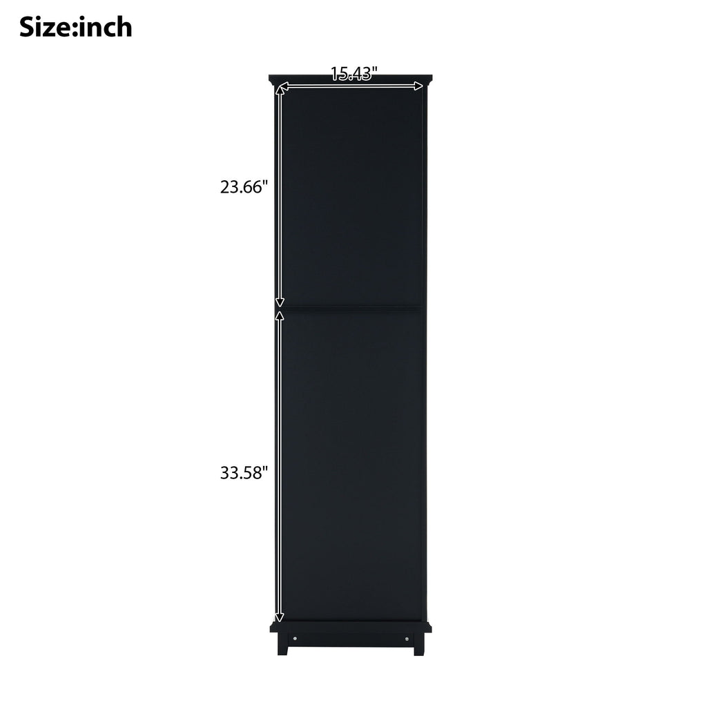 Tall Bathroom Storage Cabinet With Glass Doors, Free-Standing, Two Drawers, And Adjustable Shelves, Board, Painted Perfect For Displaying Your Favorite Items