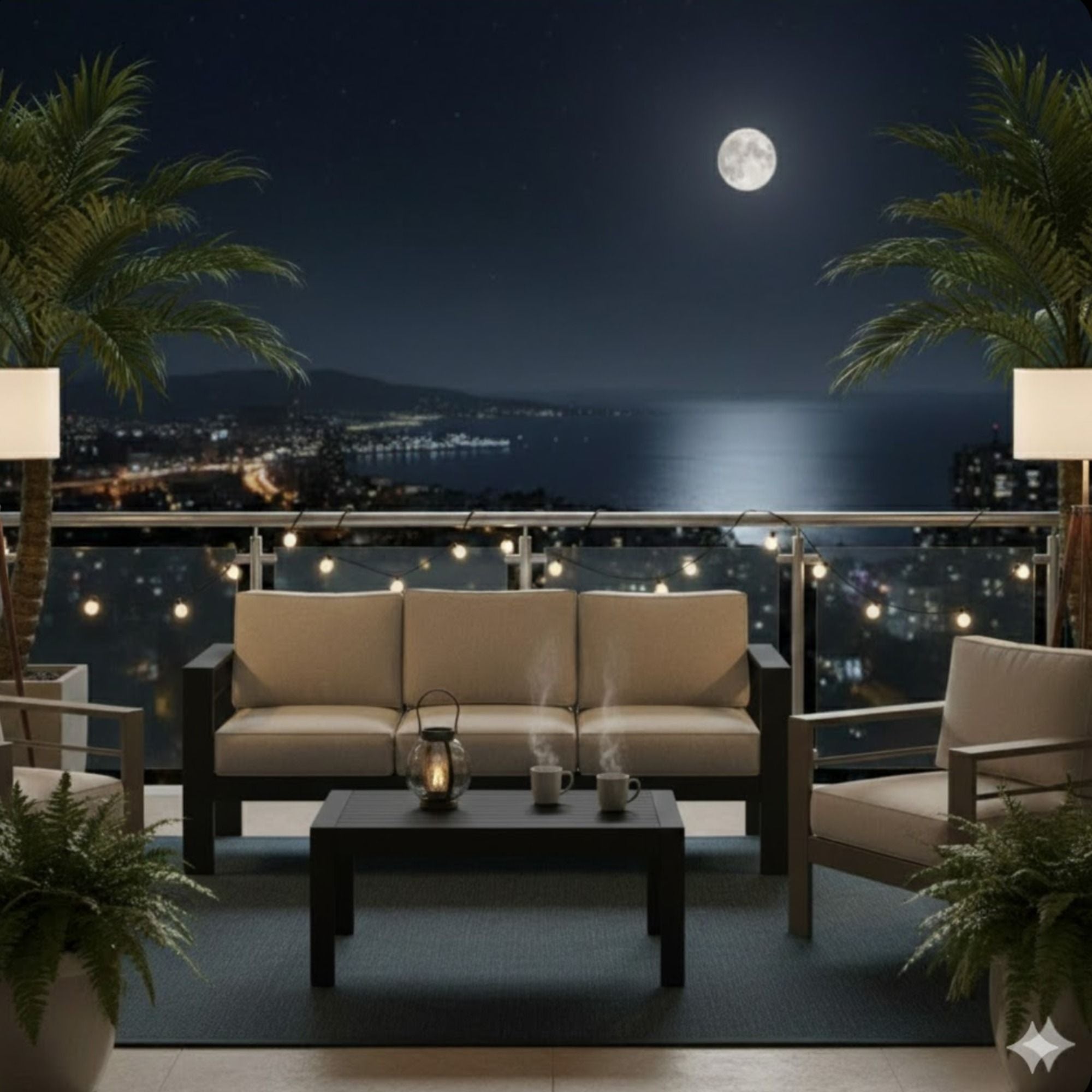 Outdoor Patio Set, All-Weather With Thick Cushions