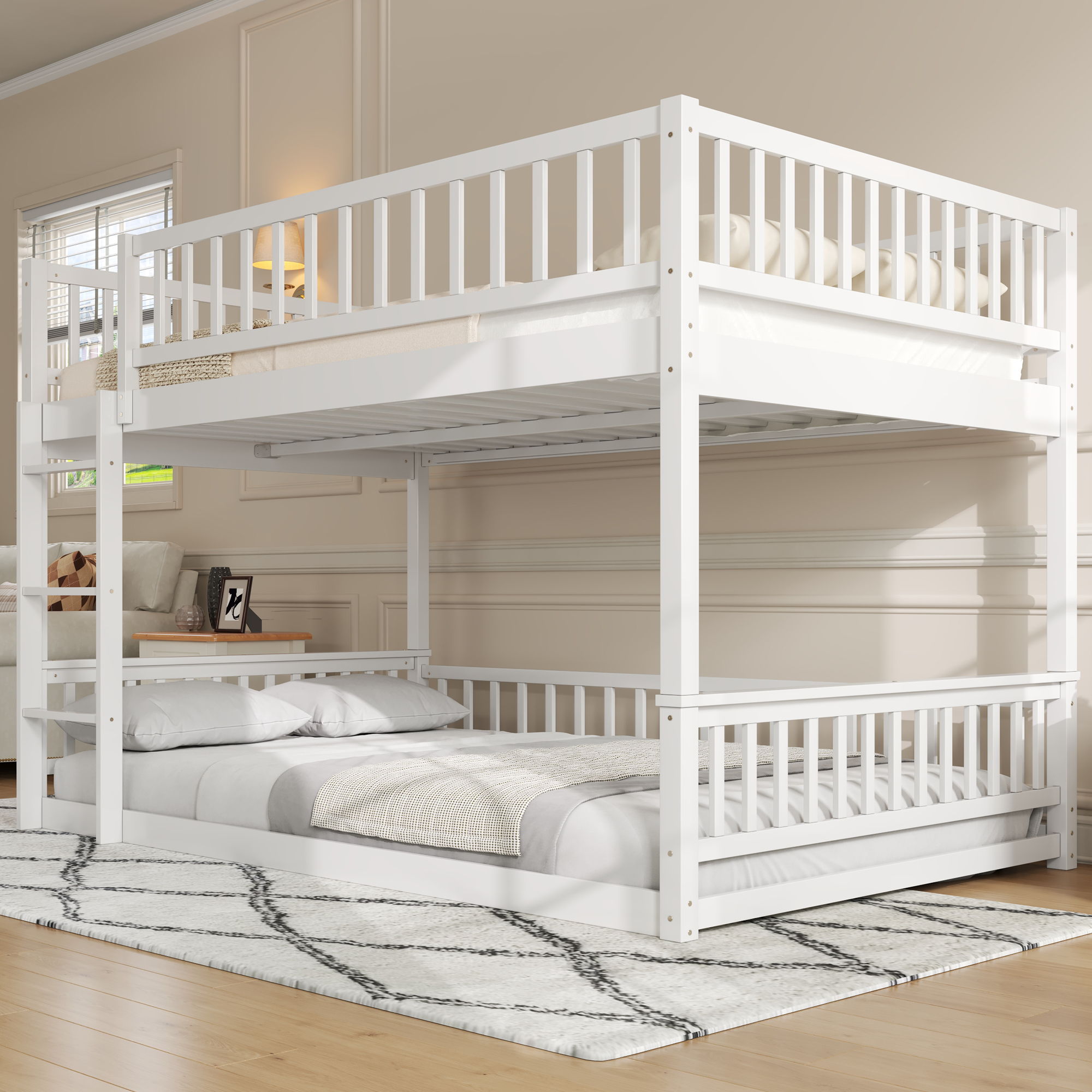 Bunk Bed With Ladder And Guardrails