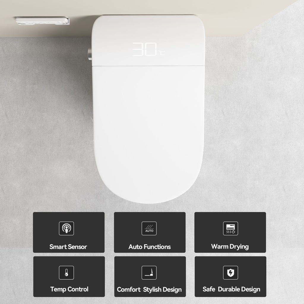 Smart Bidet Toilet With Auto Open / Close Seat, Warm Water Wash, Heated Seat, And Wireless Remote Control