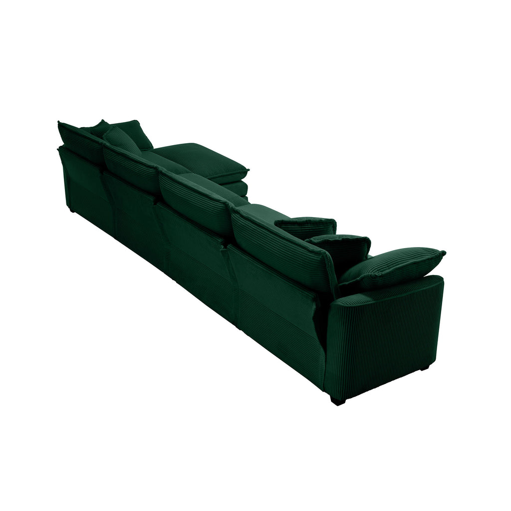 Modern Modular Cushion Sofa With Ottoman, Low Back, Deep Seating Sofa Set